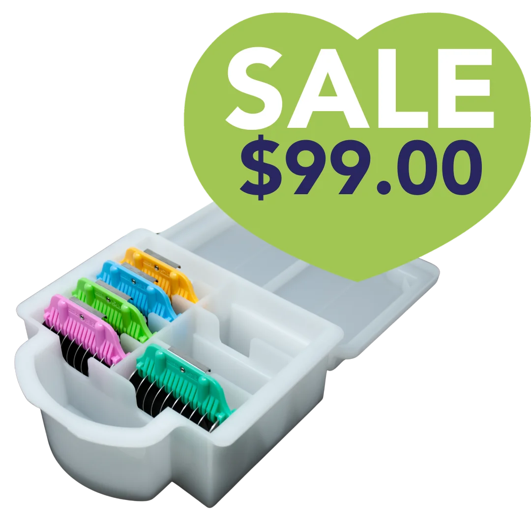 5pc Wide Glide Skip Tooth Comb Attachment Set With Storage Case by PetStore.Direct