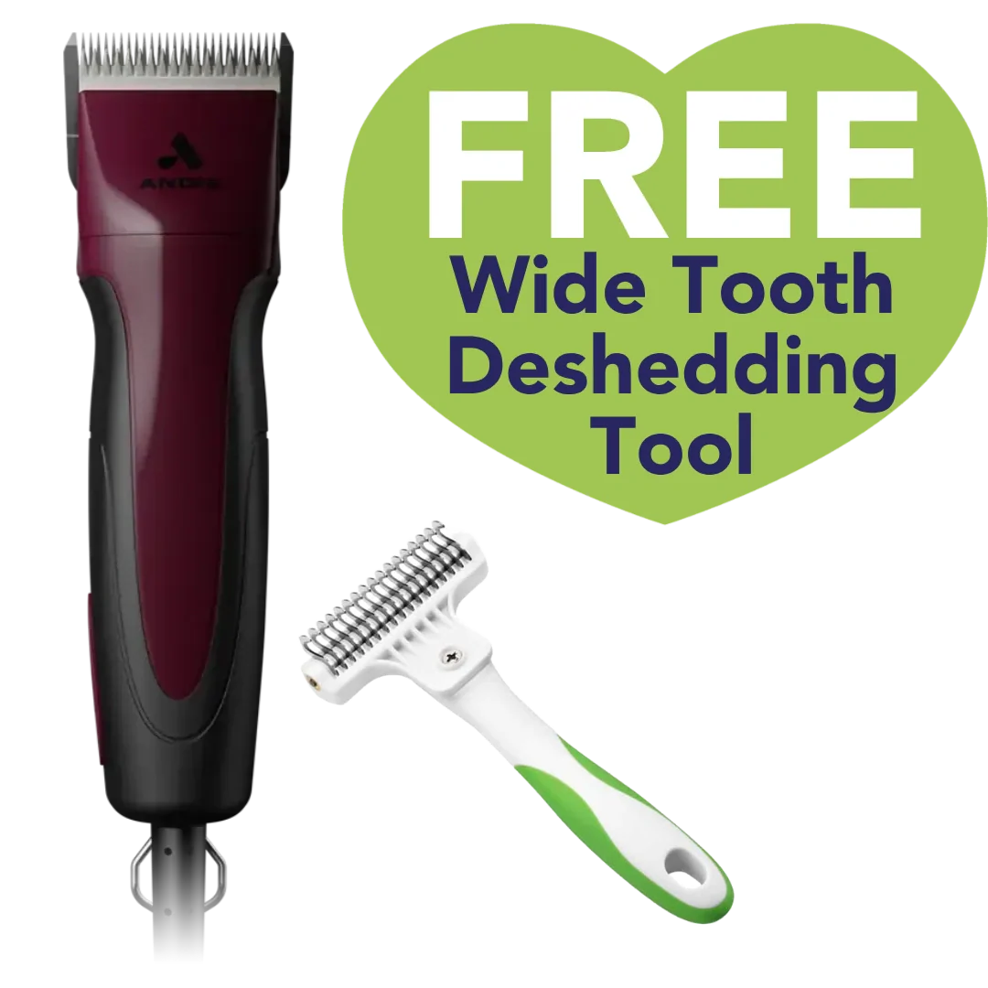 Excel 5-Speed Corded Clipper Burgundy with Free Wide Tooth De-Shedding Tool by Andis