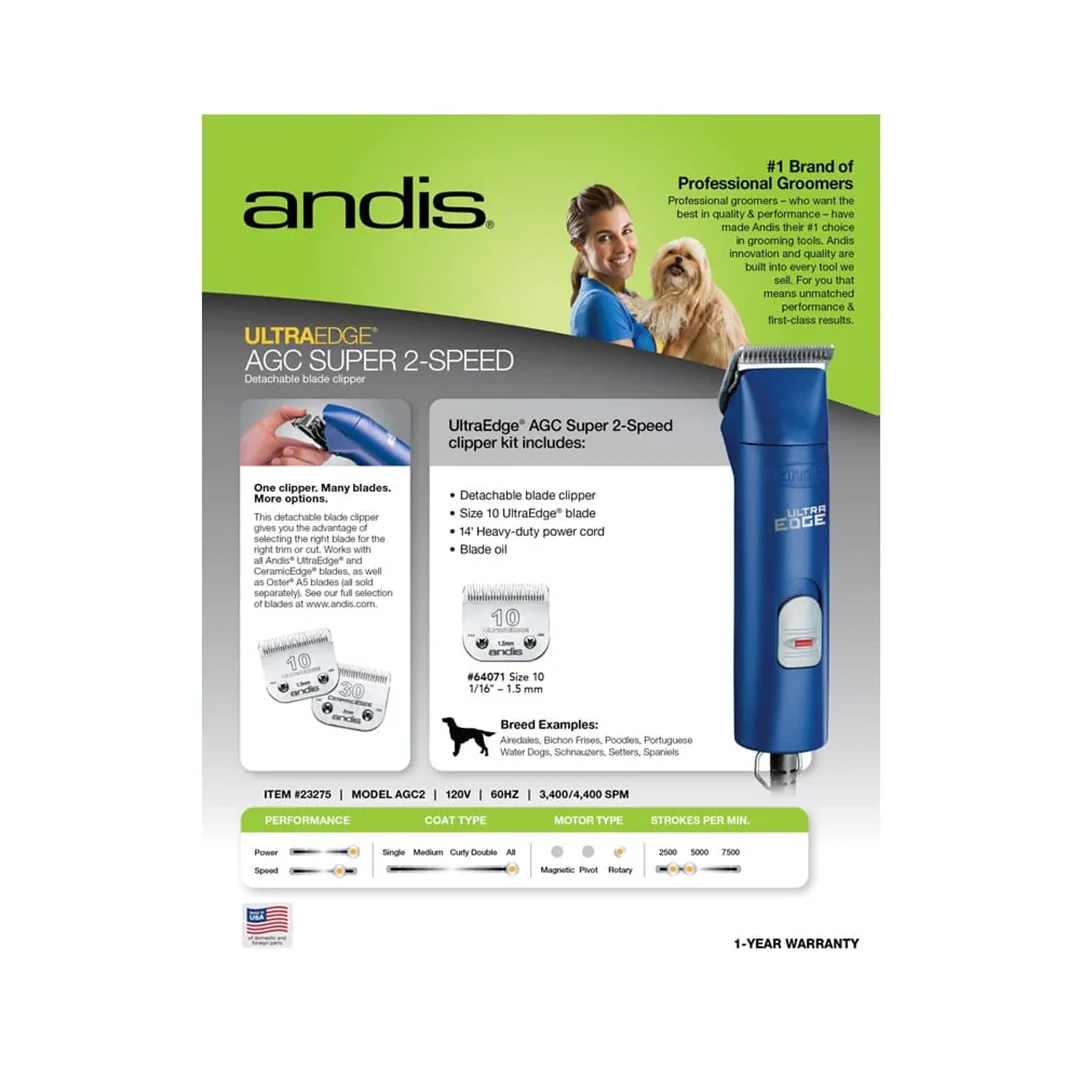 Ultra Edge AGC 2 Speed Clipper Blue by Andis - Image 8
