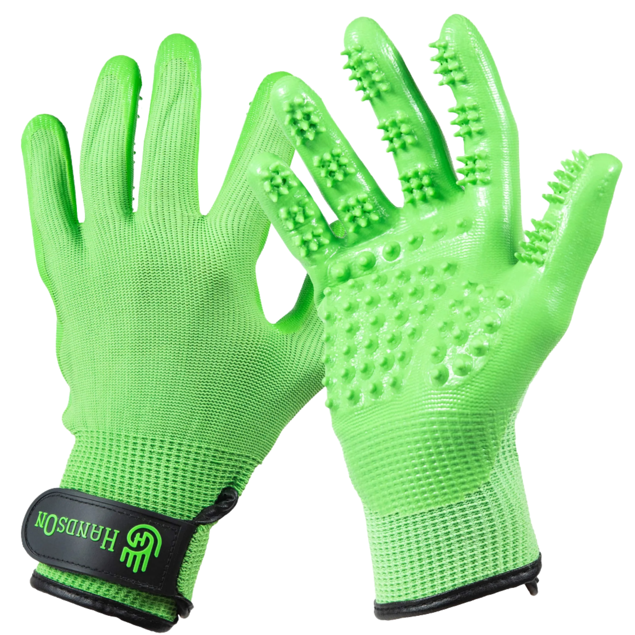 Medium Green Deshedding Gloves by HandsOn Gloves - Image 2