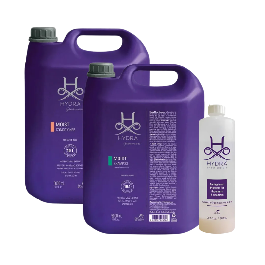 Moist Shampoo and Conditioner Gallon with Dilution Bottle by Hydra