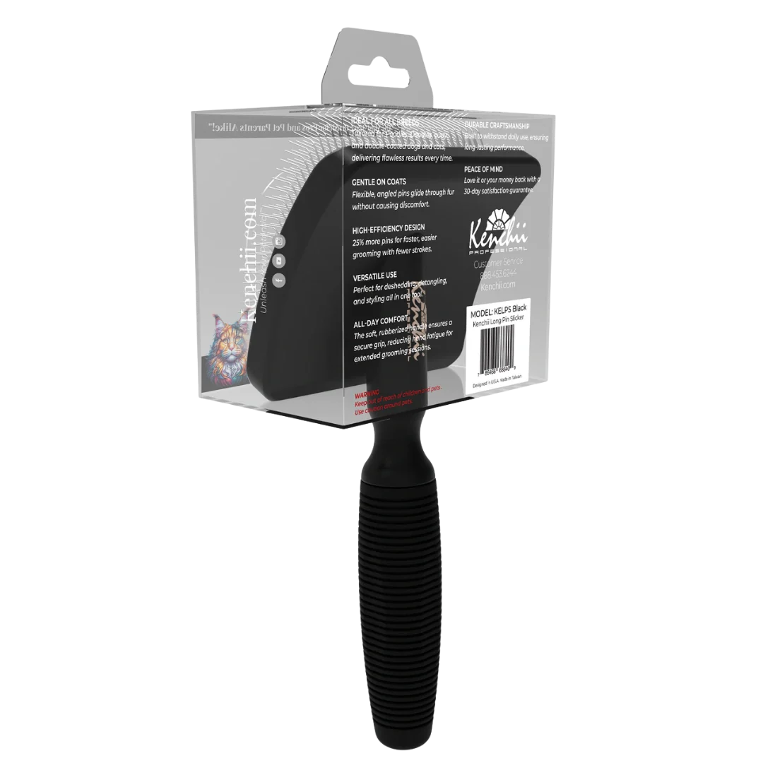 Long Pin Slicker Brush Black by Kenchii - Image 4