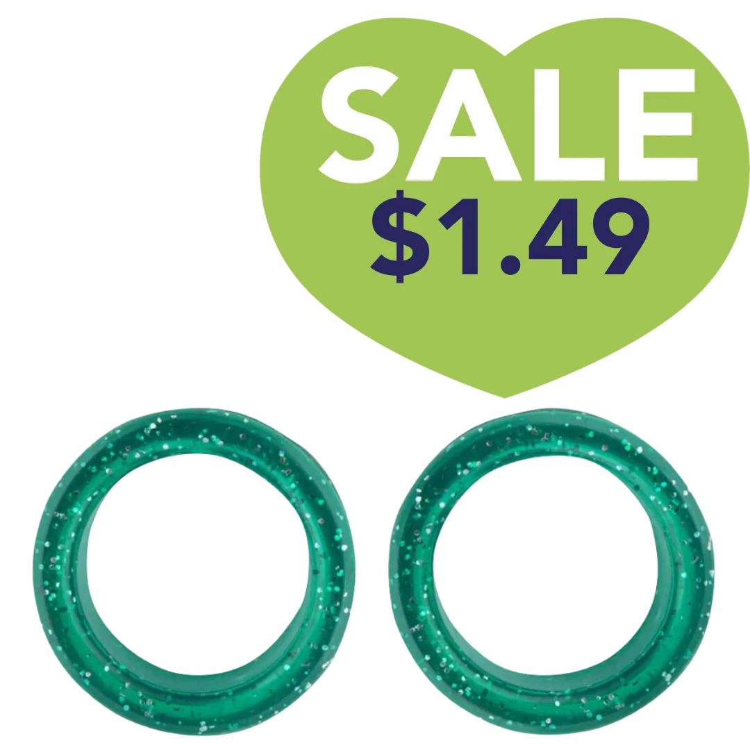 Pack of 2 Premium Scissor Finger Ring Inserts in Green Sparkles by PetStore.Direct