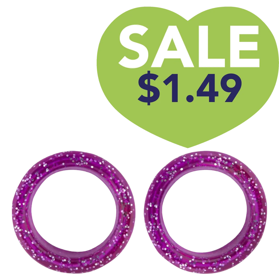 Pack of 2 Premium Scissor Finger Ring Inserts in Magenta Sparkles by PetStore.Direct