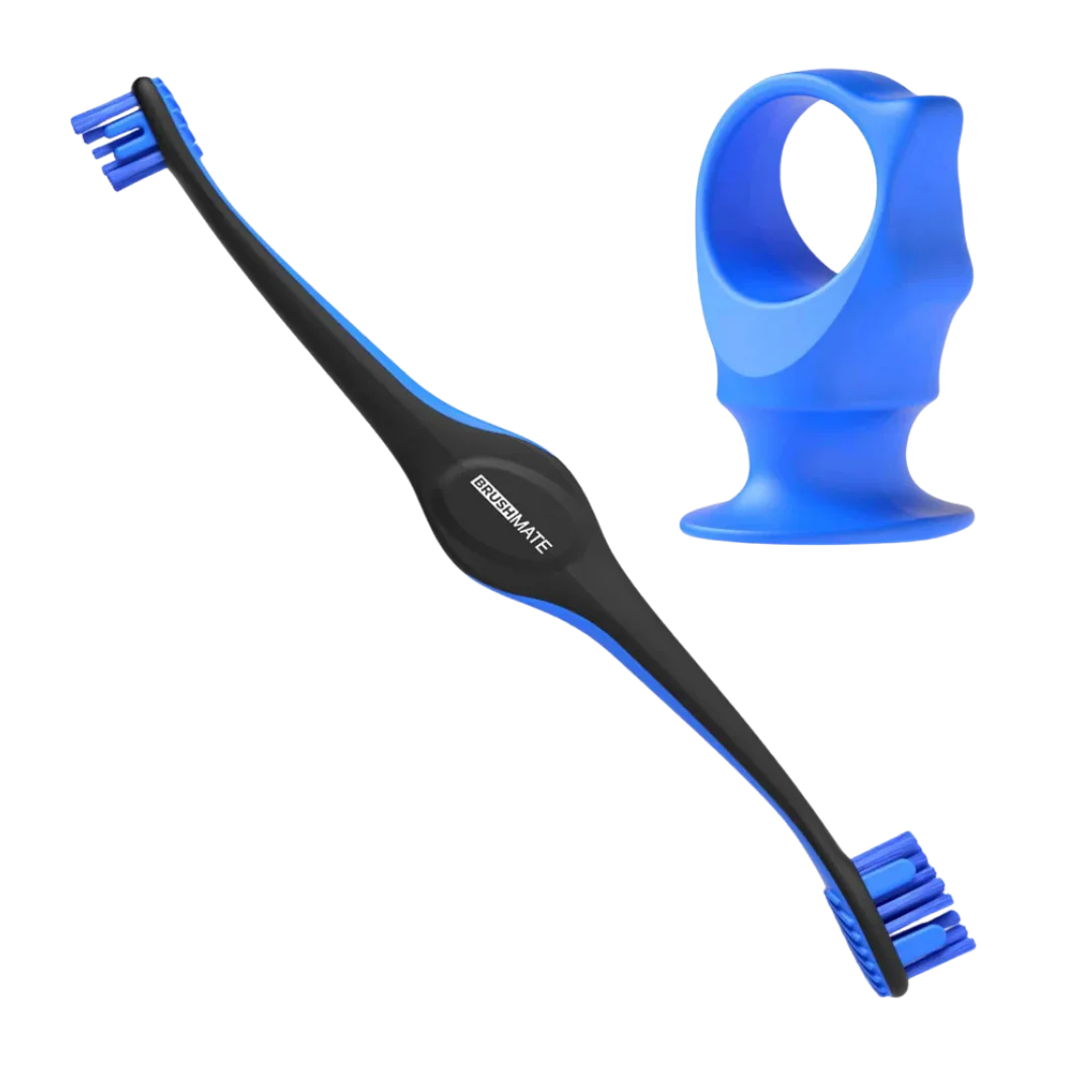 Blue Brushmate Premium Toothbrush with Biteblock Medium by Paw Ready - Image 2