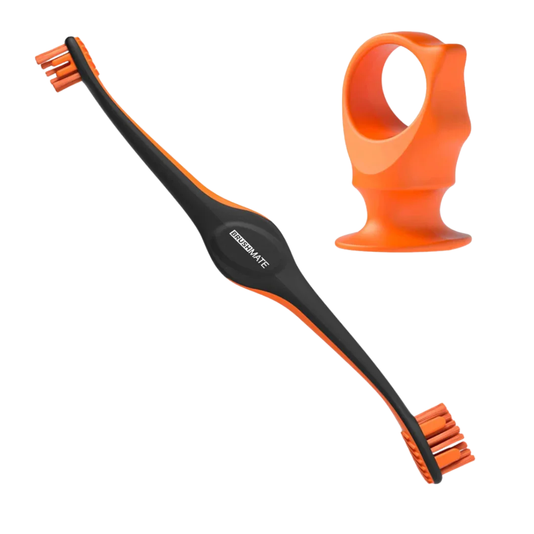 Orange Brushmate Premium Toothbrush with Biteblock Medium by Paw Ready - Image 2