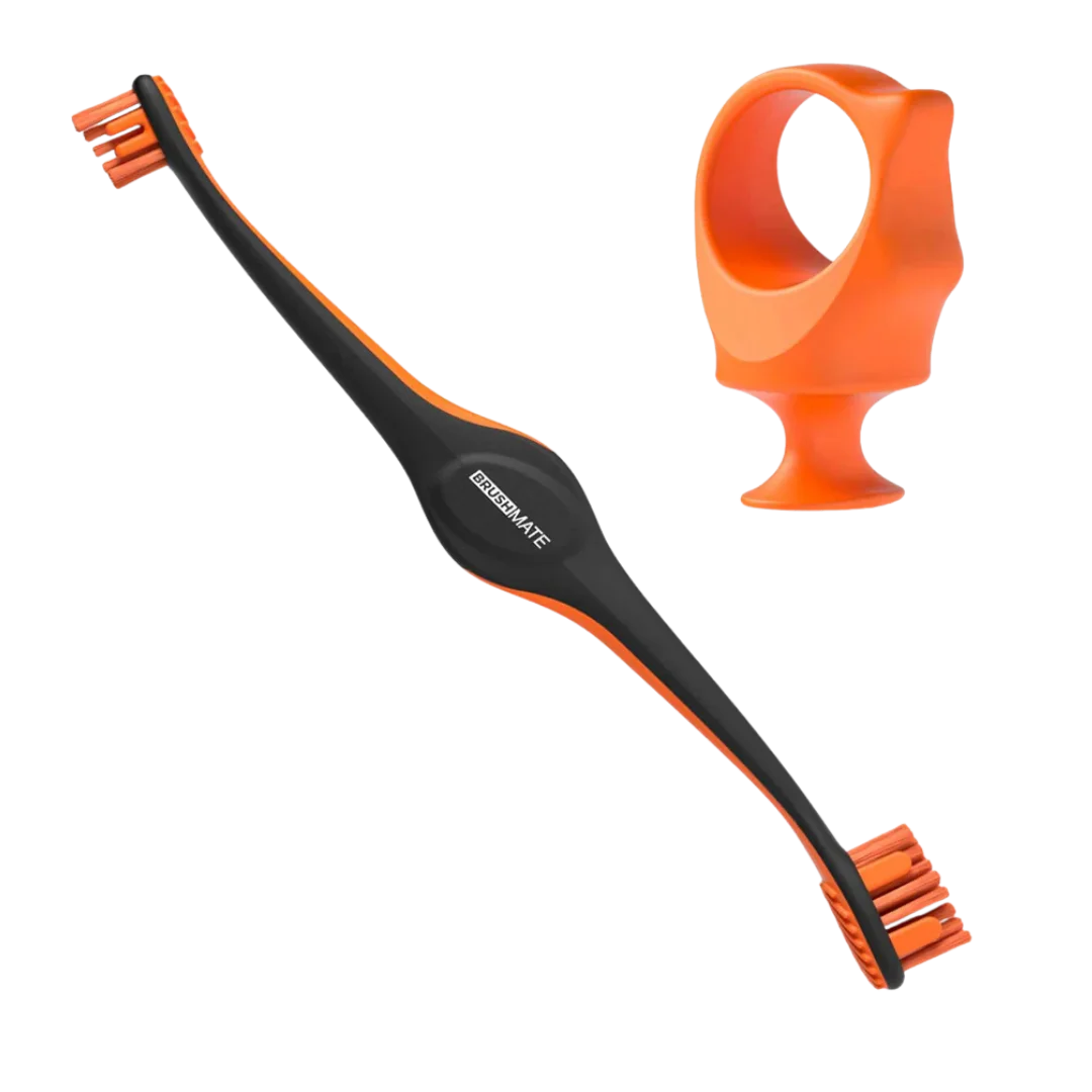 Orange Brushmate Premium Toothbrush with Biteblock Small by Paw Ready - Image 2
