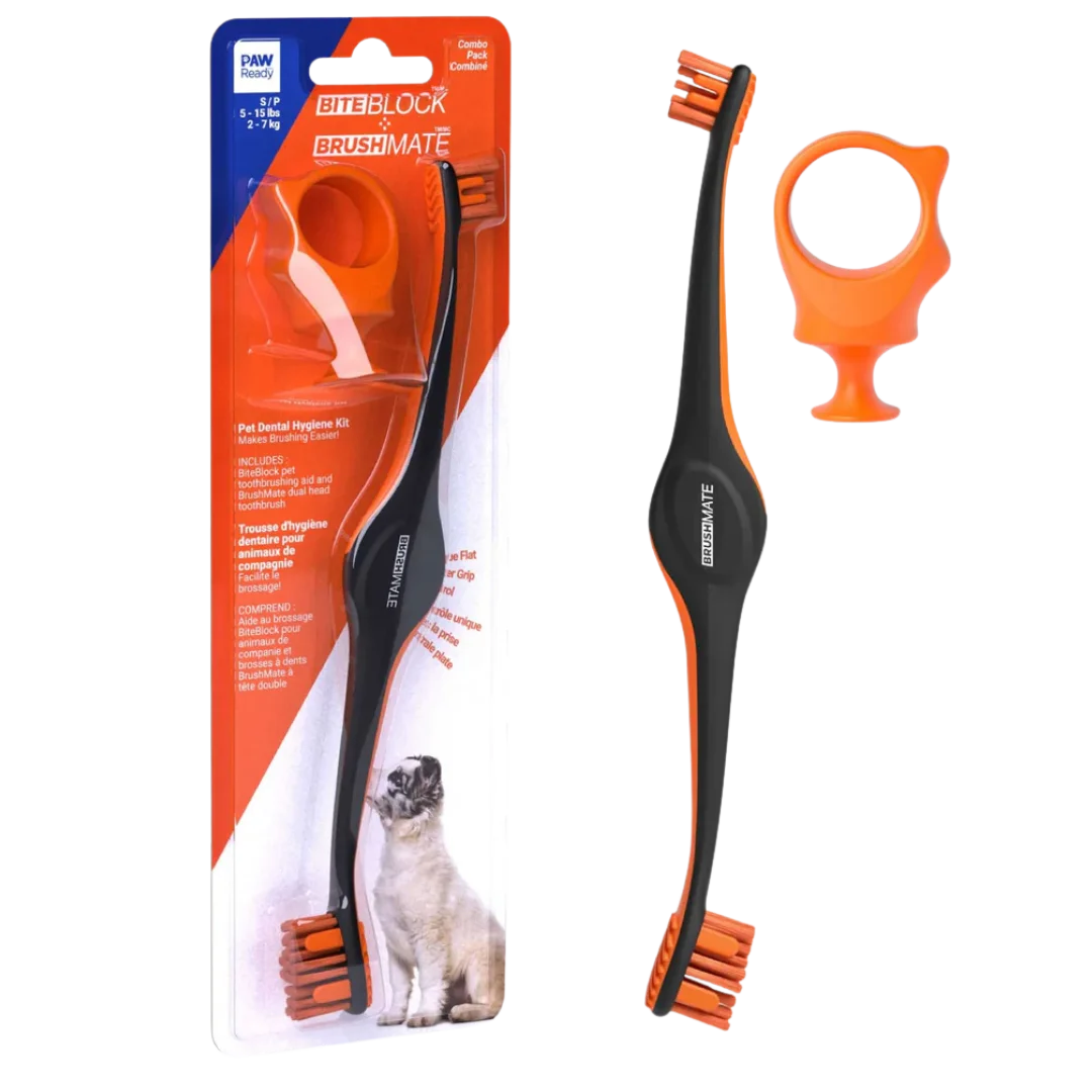 Orange Brushmate Premium Toothbrush with Biteblock Small by Paw Ready - Image 3