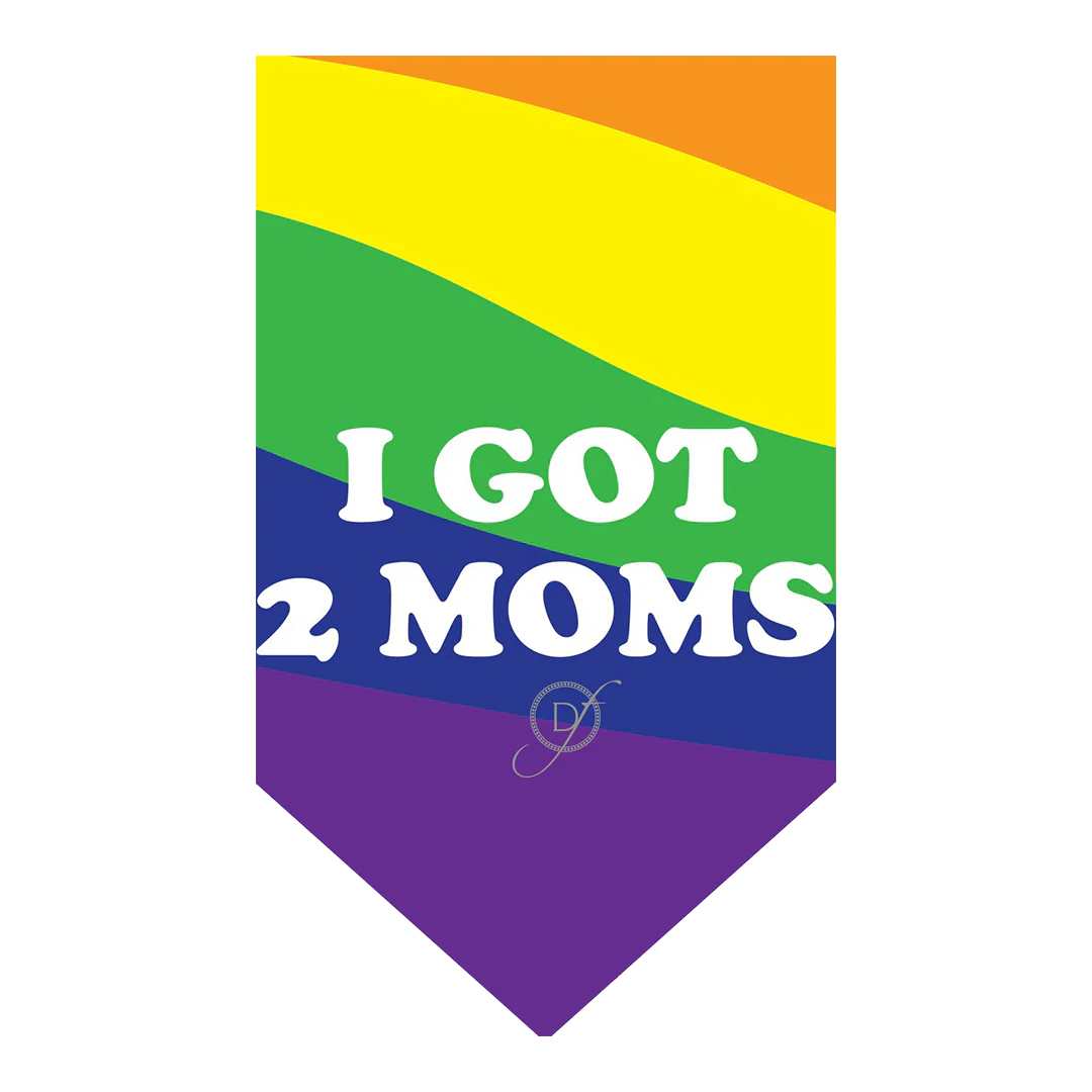 I Got 2 Moms Gay Parade Dog Bandana by Dog Fashion Living - Image 2
