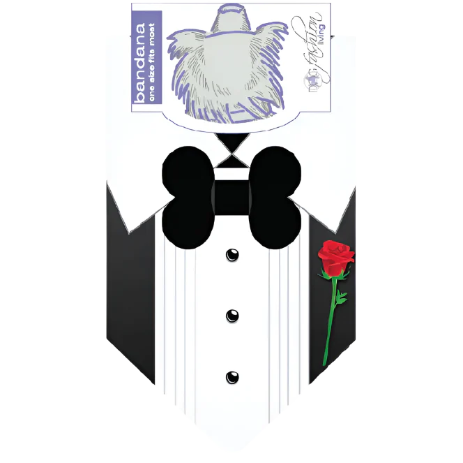 Tuxedo With Rose Wedding Dog Bandana by Dog Fashion Living - Image 3